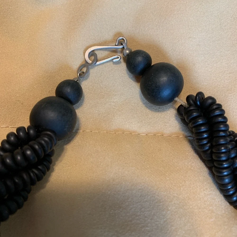 Vintage wooden bead multi strand necklace
